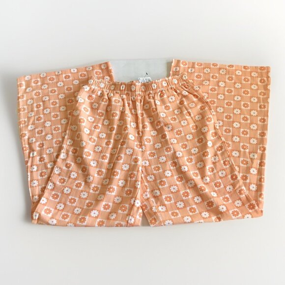 COTTON ON Sunny Flare Pull On Pants Daisy Garden Check Sweet Orange Size 6 - Picture 2 of 8